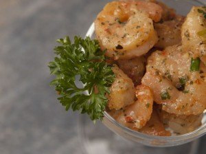 Shrimp Scampi with Green Onions and Chive Flowers