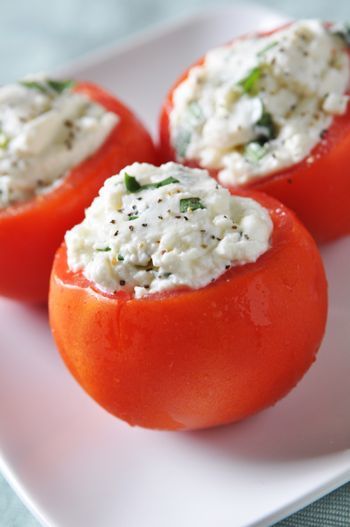 Stuffed Tomatoes with Truffle Herbed Goat Cheese